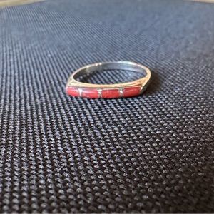Silver and Coral Ring